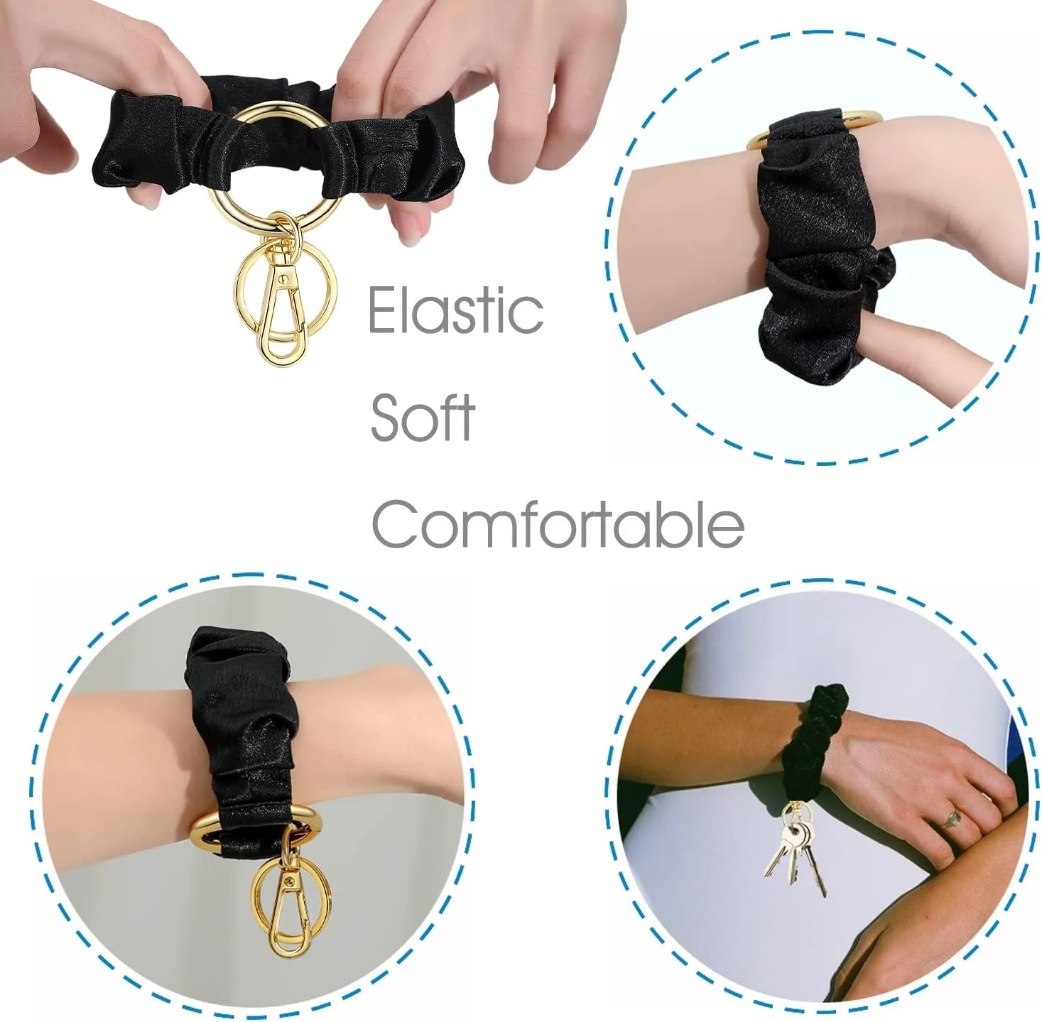 SAM & LORI Wristlet Keychain Bracelet Women Stretchy Removable Key Chain Keyring