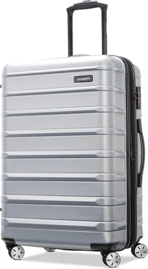 Samsonite Omni 2 24-Inch Medium Checked Hardside Luggage with 360 Spinner Wheels - Scratch Resistant Hardshell - TSA Lock - Expandable Polycarbonate Shell for Lightweight Travel - Artic Silver