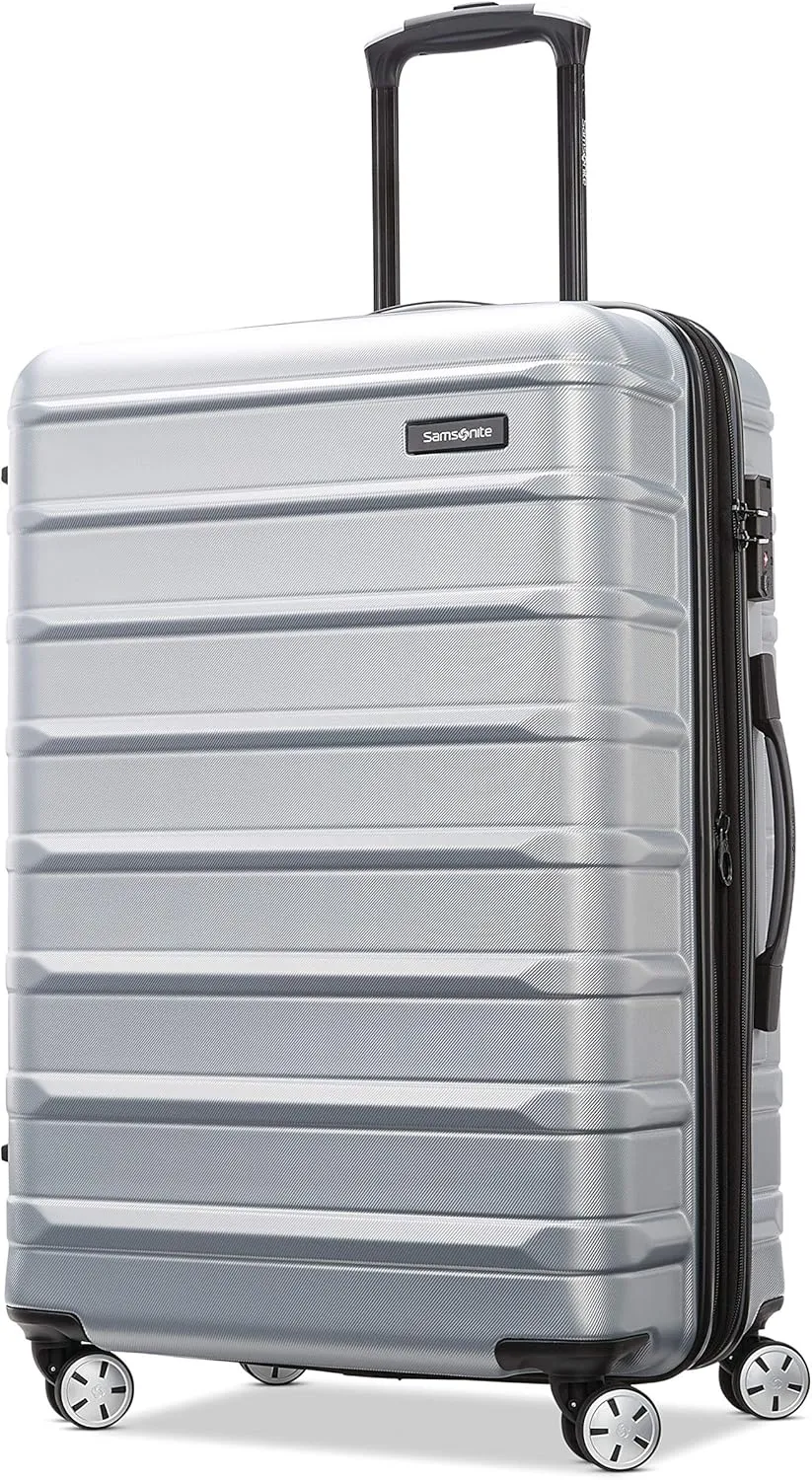 Samsonite Omni 2 24-Inch Medium Checked Hardside Luggage with 360 Spinner Wheels - Scratch Resistant Hardshell - TSA Lock - Expandable Polycarbonate Shell for Lightweight Travel - Artic Silver