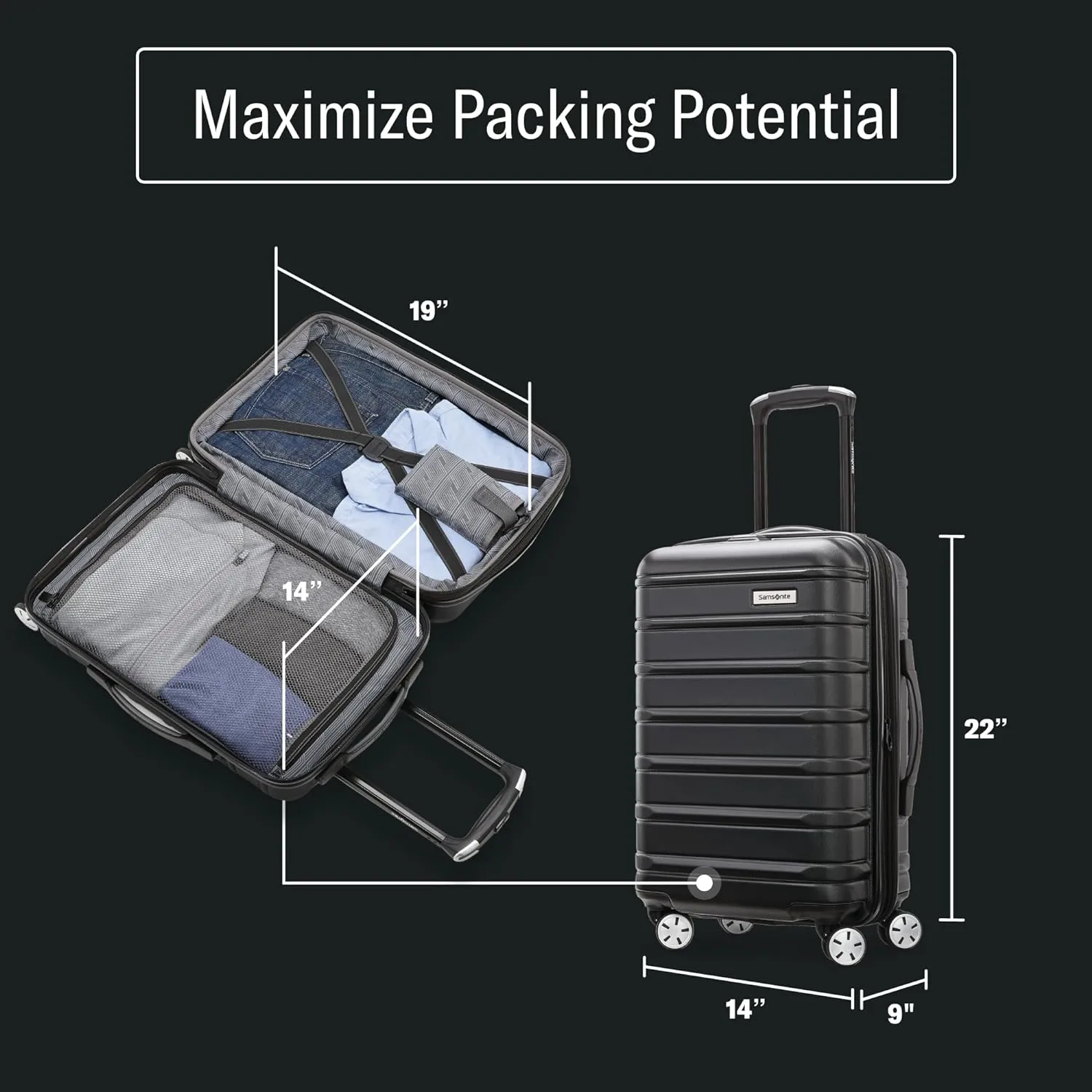 Samsonite Omni 2 Carry-On Hardside Luggage with 360 Spinner Wheels - Scratch Resistant Hardshell - TSA, Airline-Approved - Expandable Polycarbonate Shell for Lightweight Travel - Nova Teal