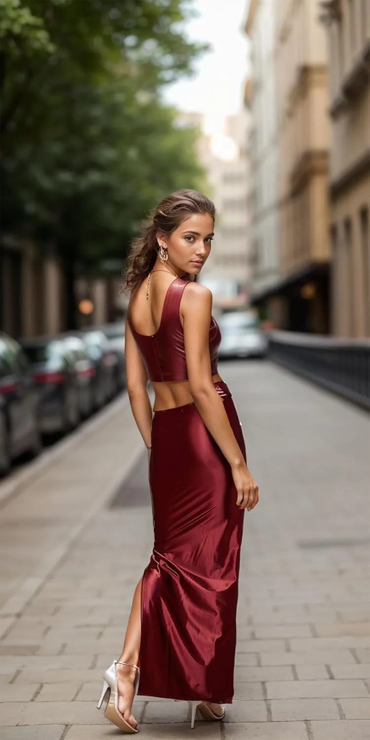 Satin Silk Skirt Long Womens High Waisted Maxi Midi Work Slip Wrap Silky Dressy Skirts with Slit for Women Casual