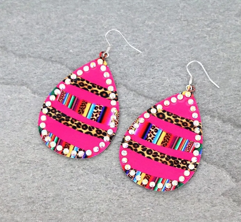 Serape rhinestone earrings