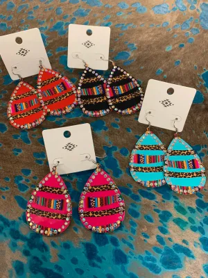 Serape rhinestone earrings