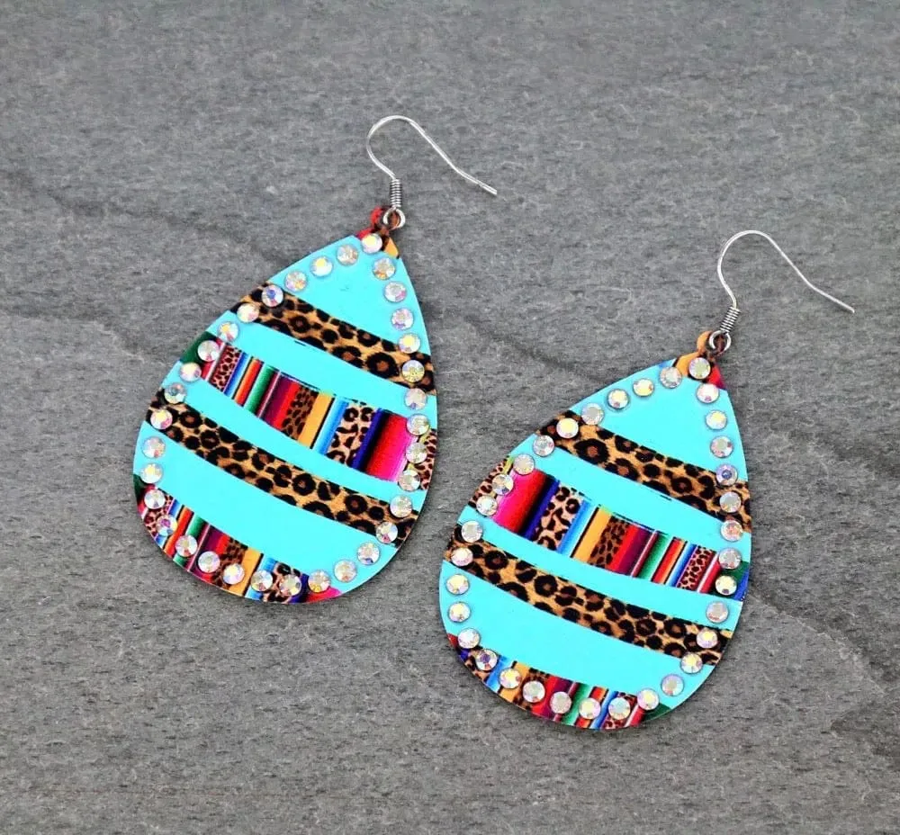 Serape rhinestone earrings