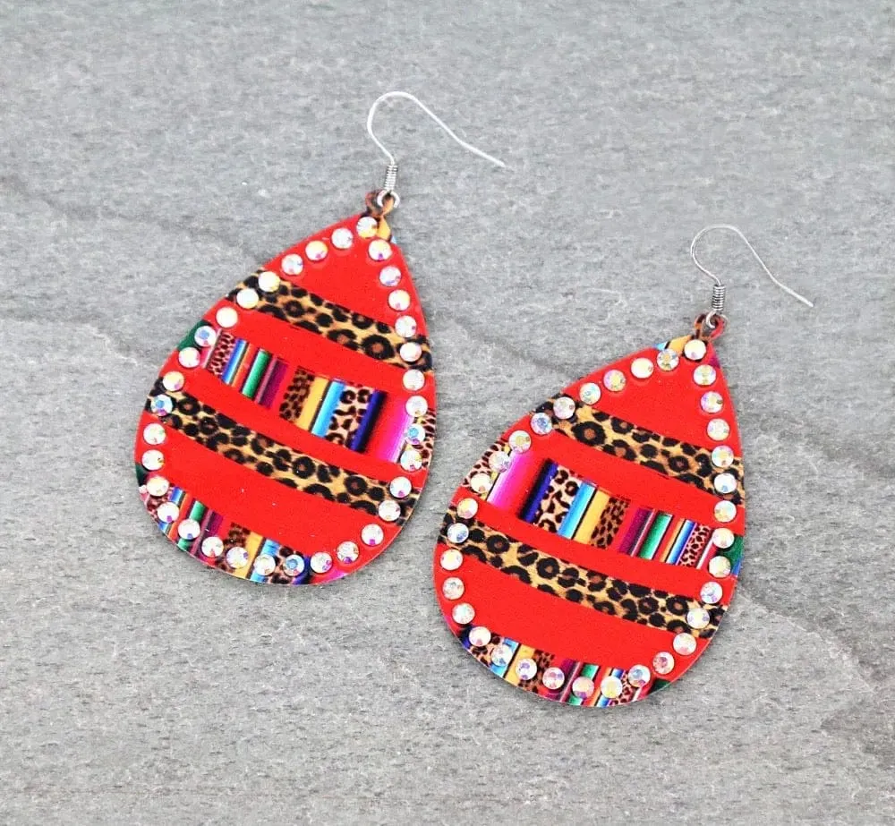 Serape rhinestone earrings