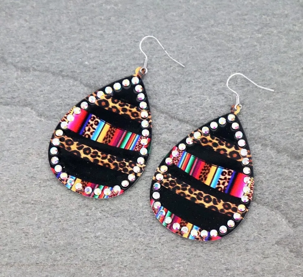 Serape rhinestone earrings