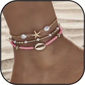 Shell Anklets for Women Sea Shell Ankle Bracelets for Women Starfish Anklet for Women Waterproof Summer Beach Dresses for Women 2025 Vacation