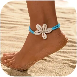 Shell Anklets for Women Shell Beach Jewelry Accessories White Pink Black Flower Ankle Bracelet Summer Vacation Dress Outfits