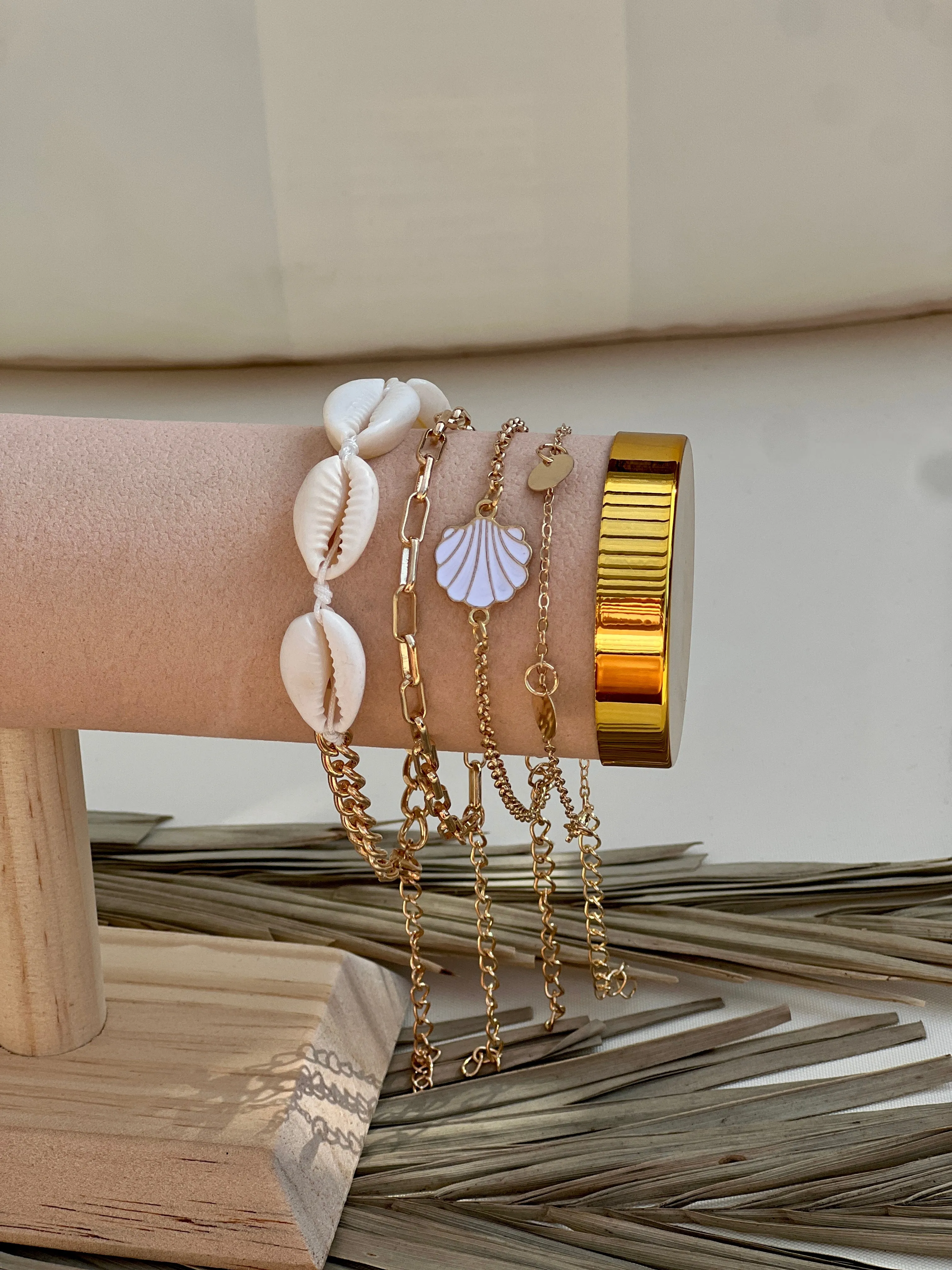 SHELL GOLD ANKLET SET