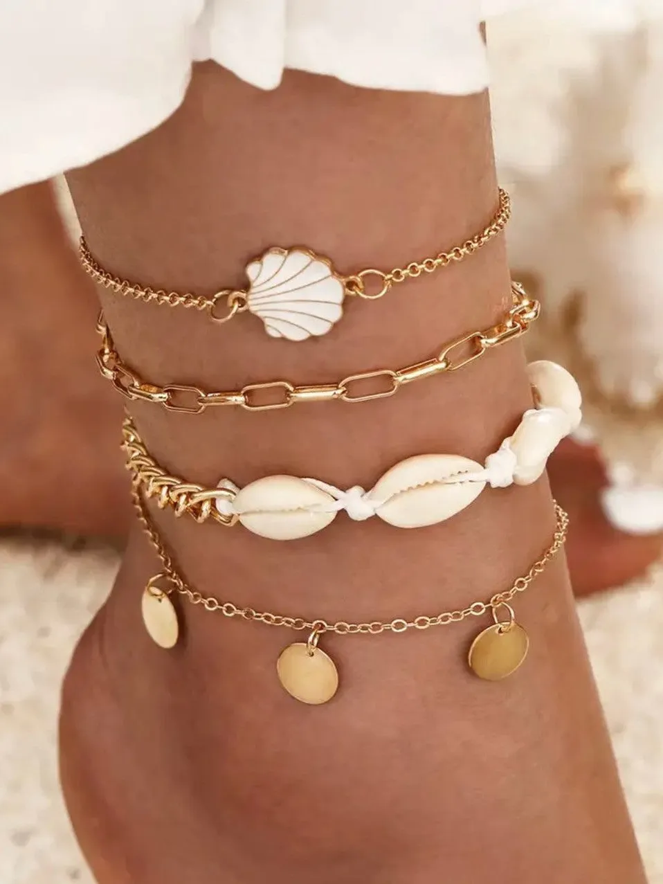 SHELL GOLD ANKLET SET
