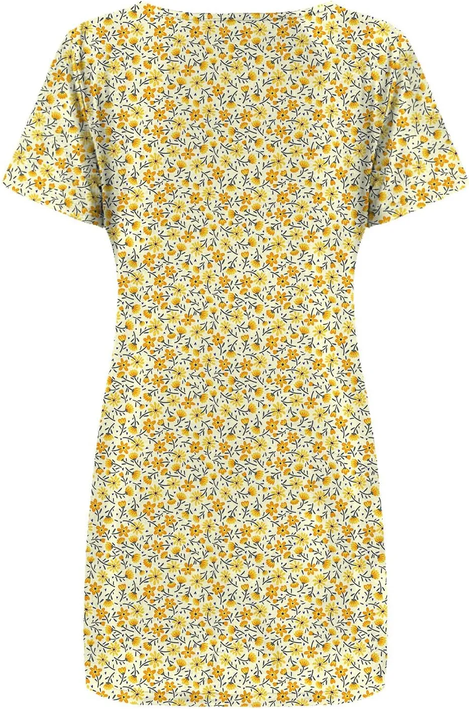 Short Sleeve Midi Dress for Women Floral Babydoll Dresses Crewneck Fit and Flare Dress Spring Break Dresses