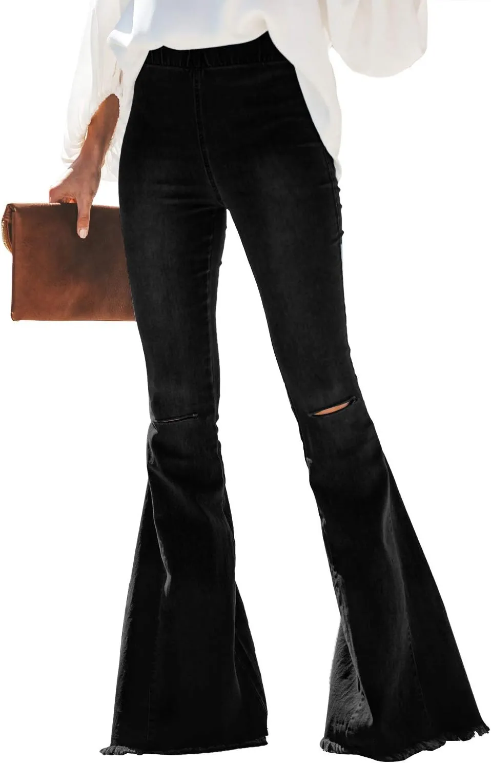 Sidefeel Women's Flare Jeans Strenchy Elastic High Waisted Bell Bottom Bootcut Denim Pants