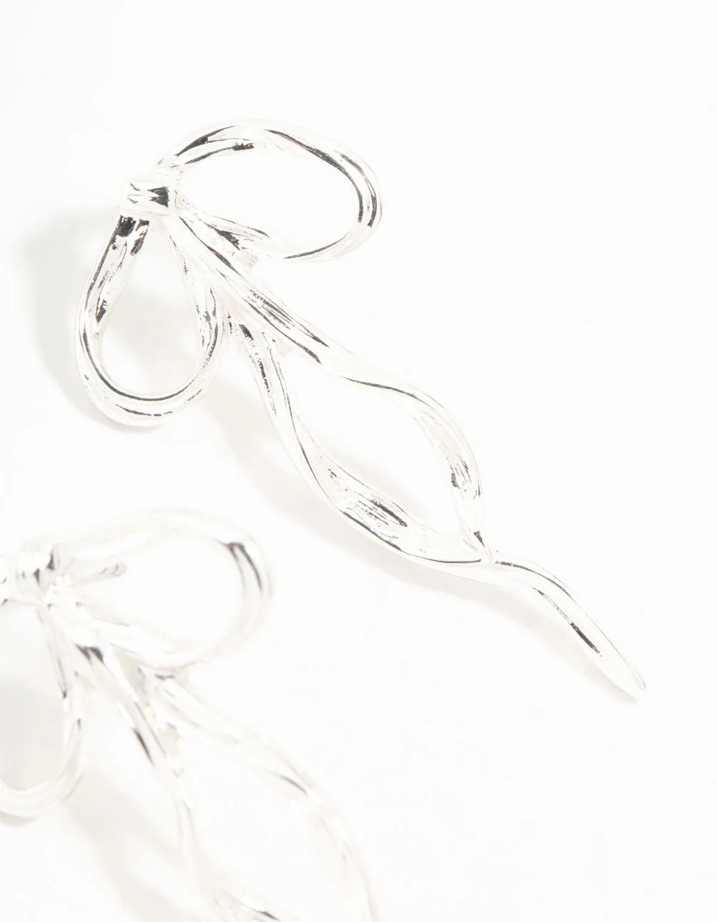 Silver Plated Twisted Bow Drop Earrings