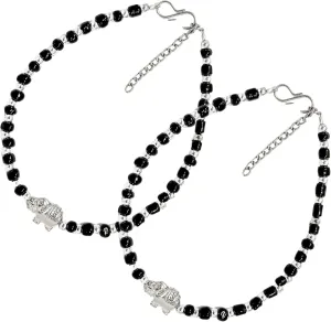 Small Black Bead Anklets for Women Beach Foot Ankle Bracelet Cute Colorful Boho Beaded Anklets 8 inches