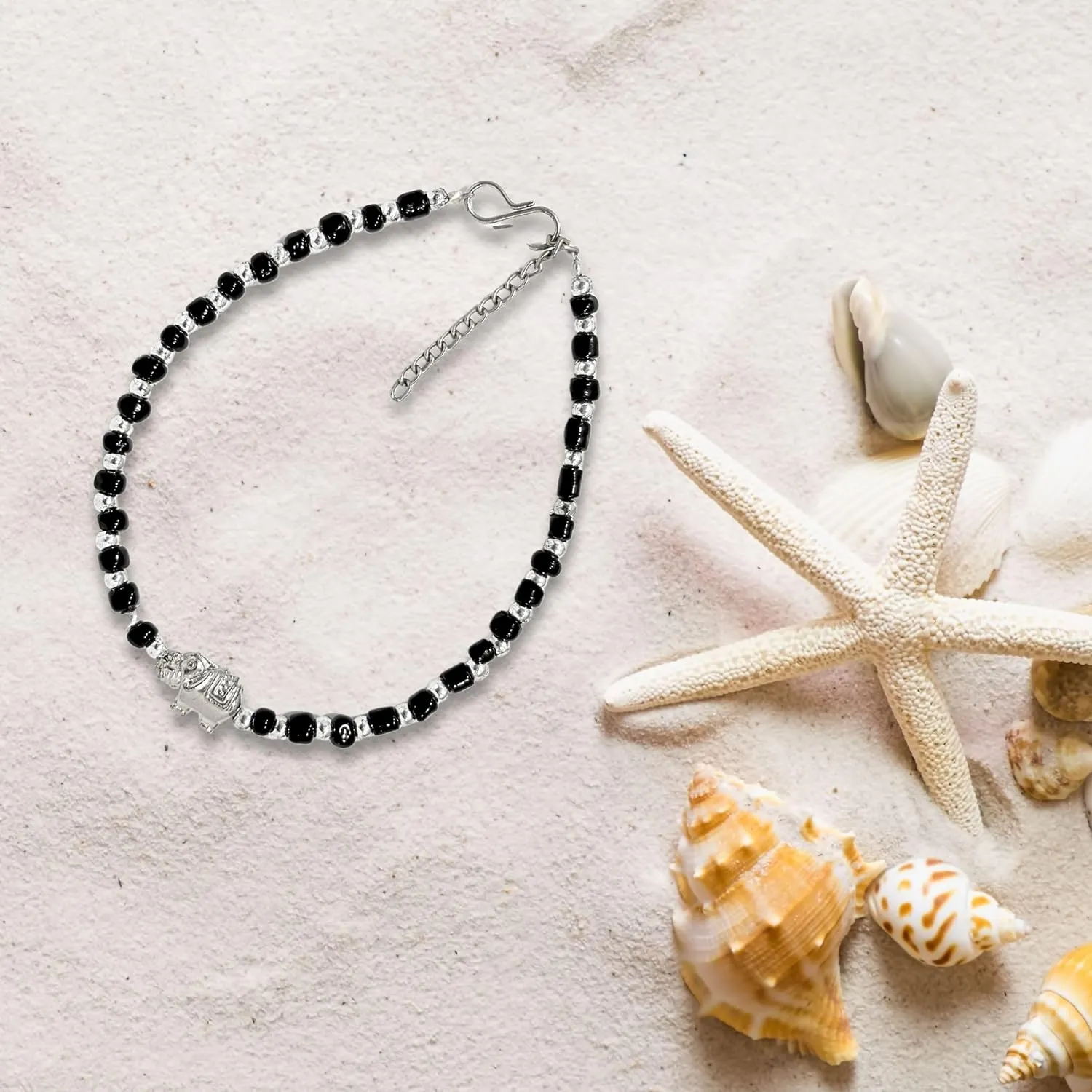 Small Black Bead Anklets for Women Beach Foot Ankle Bracelet Cute Colorful Boho Beaded Anklets 8 inches