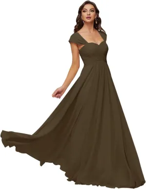 Smileven Women's Long Chiffon Bridesmaid Dresses Sweetheart Neck Formal Evening Party Gowns