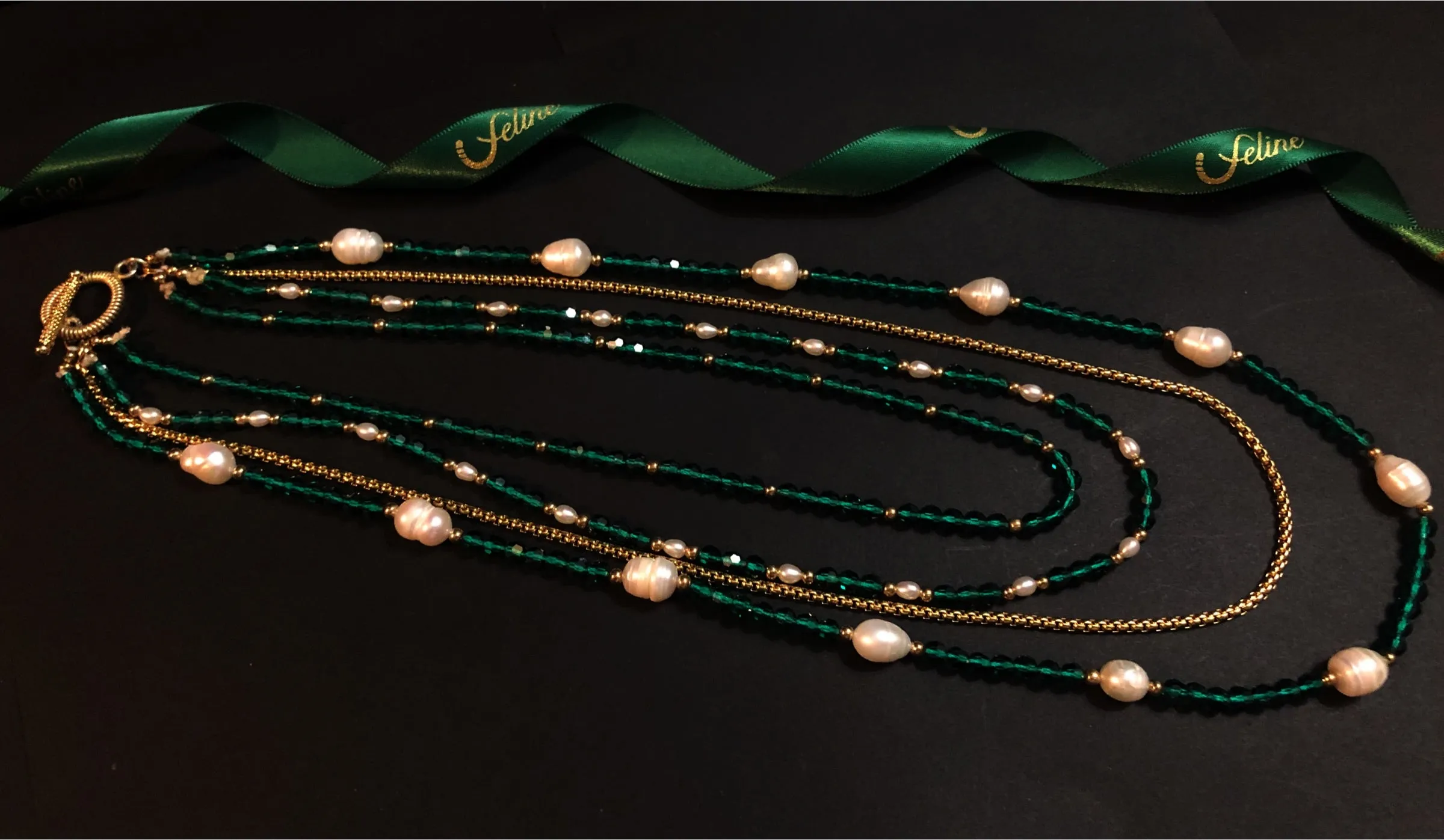 Sovereign Crystal   Pearls Multi Strand Necklace