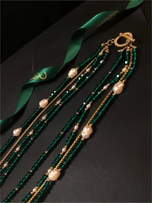 Sovereign Crystal   Pearls Multi Strand Necklace