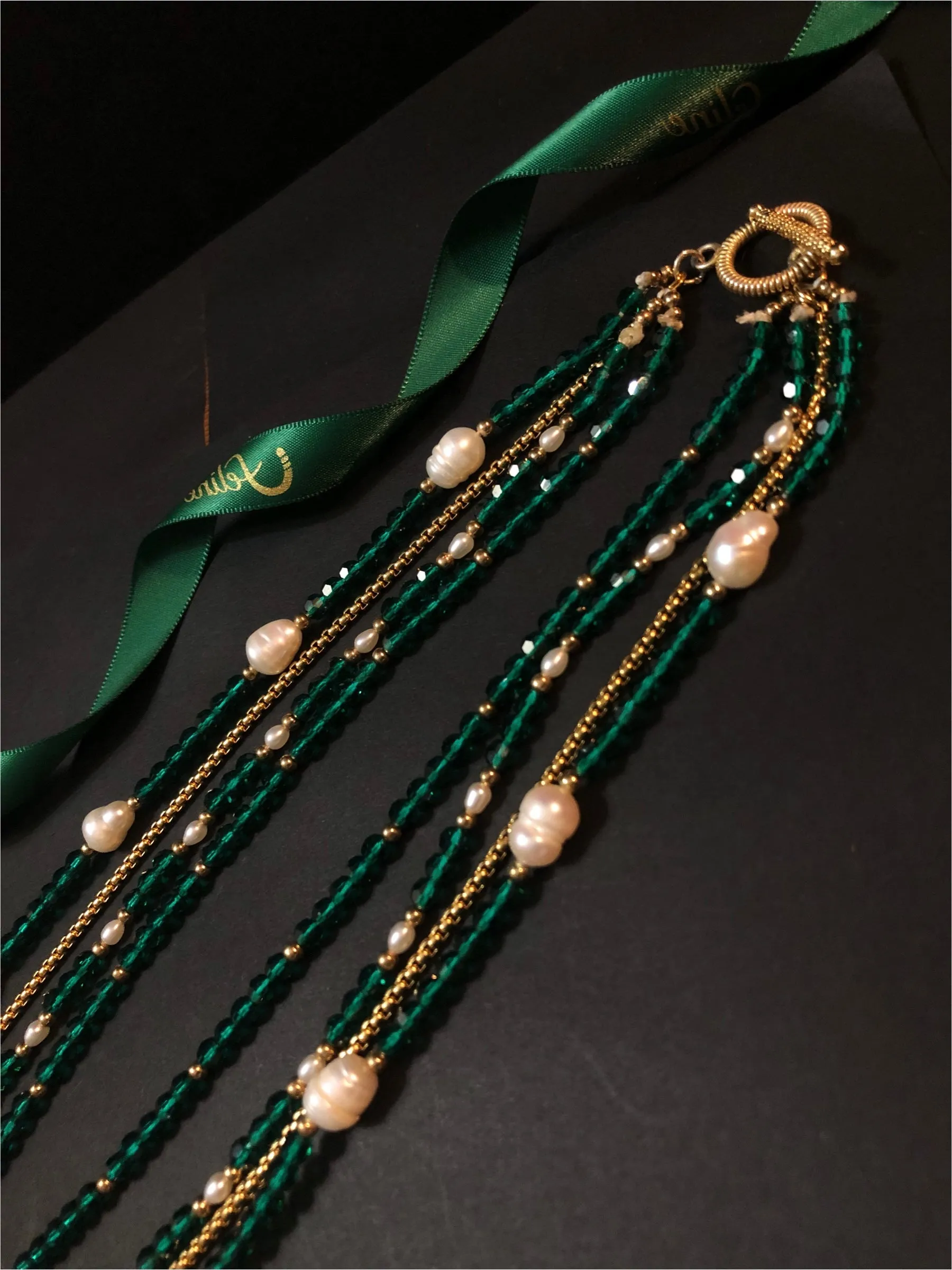 Sovereign Crystal   Pearls Multi Strand Necklace