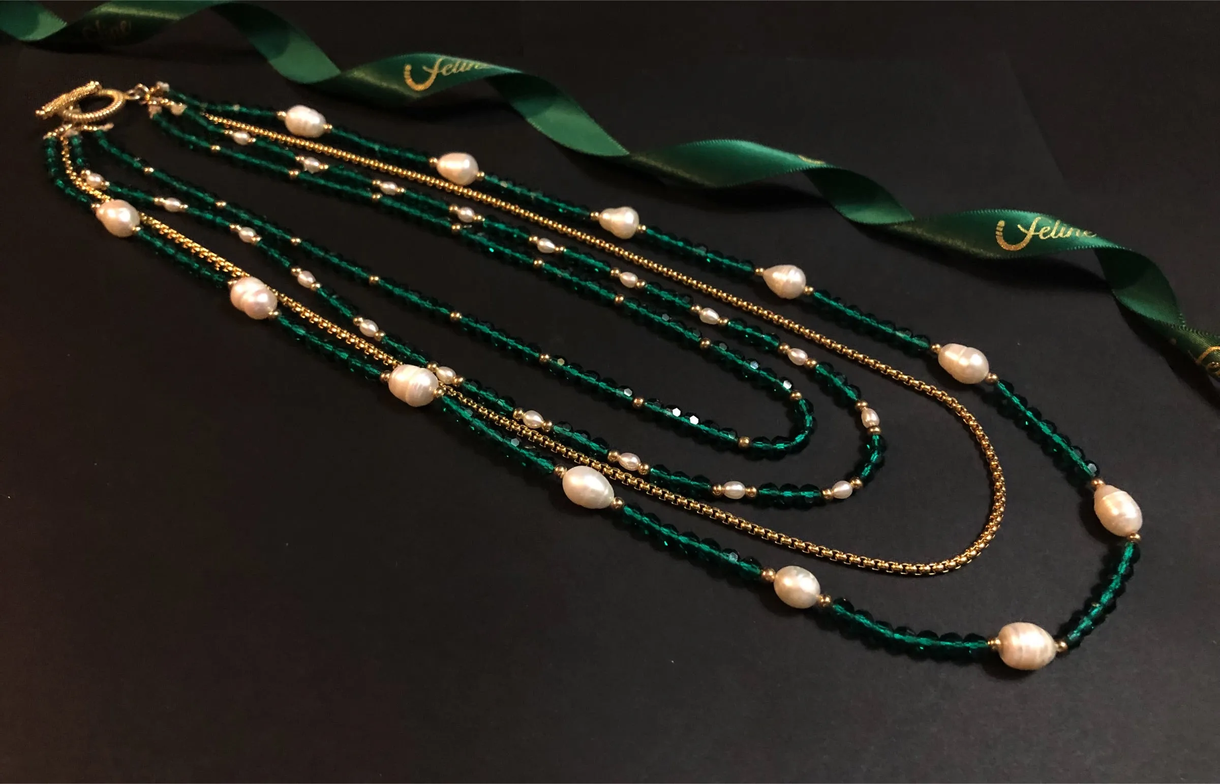 Sovereign Crystal   Pearls Multi Strand Necklace