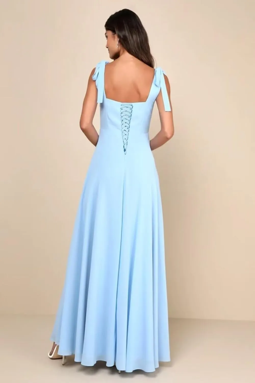 Spaghetti Straps Bridesmaid Dresses for Women Long Chiffon Formal Dresses with Slit