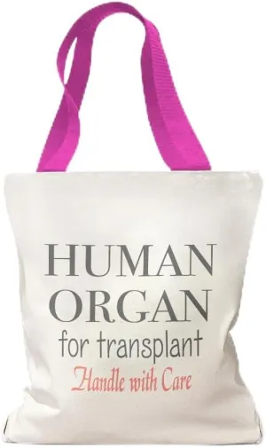 Speedy Pros Canvas Tote Bag for Women Human Organ Transplant Handle with Care Funny Humor Beach Bags for Women
