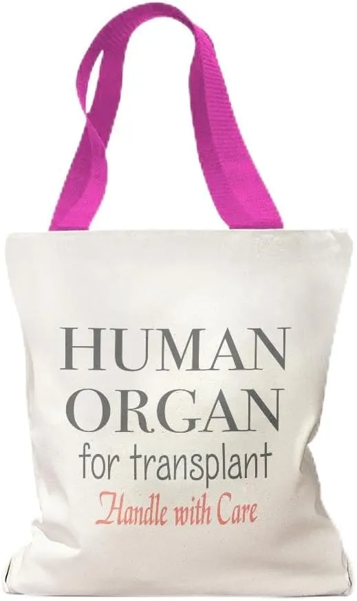 Speedy Pros Canvas Tote Bag for Women Human Organ Transplant Handle with Care Funny Humor Beach Bags for Women
