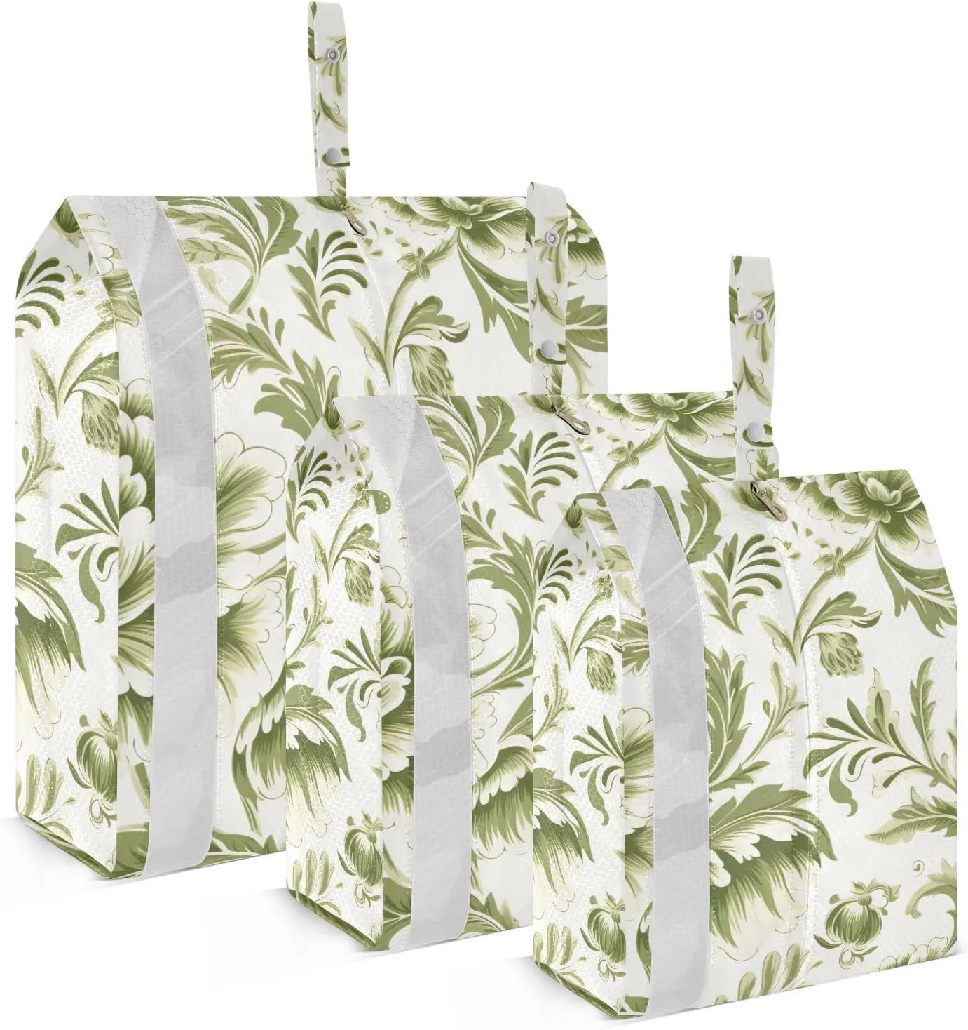 SPRIPORT Green Flowers Floral 3 Set Compression Packing Cubes for Travel Lightweight Luggage Organizer Bags for Carry on Suitcase Travel Cubes for Vacation Woman Man Clothes