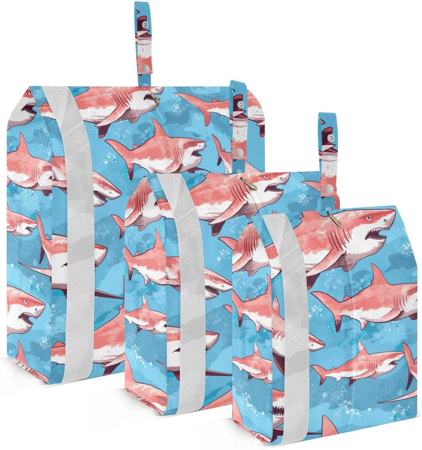 SPRIPORT Pink Shark 3 Set Compression Packing Cubes for Travel Lightweight Luggage Organizer Bags for Carry on Suitcase Luggage Cubes for Vacation Man Woman Clothes