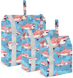 SPRIPORT Pink Shark 3 Set Compression Packing Cubes for Travel Lightweight Luggage Organizer Bags for Carry on Suitcase Luggage Cubes for Vacation Man Woman Clothes