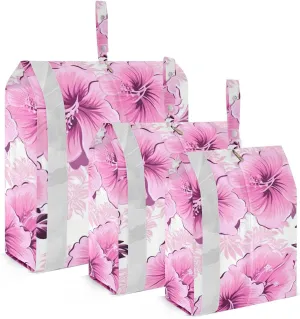 SPRIPORT Tropical Hibiscus Flowers 3 Set Compression Packing Cubes for Travel Lightweight Luggage Organizer Bags for Carry on Suitcase Travel Essentials for Man Woman Vacation Clothes