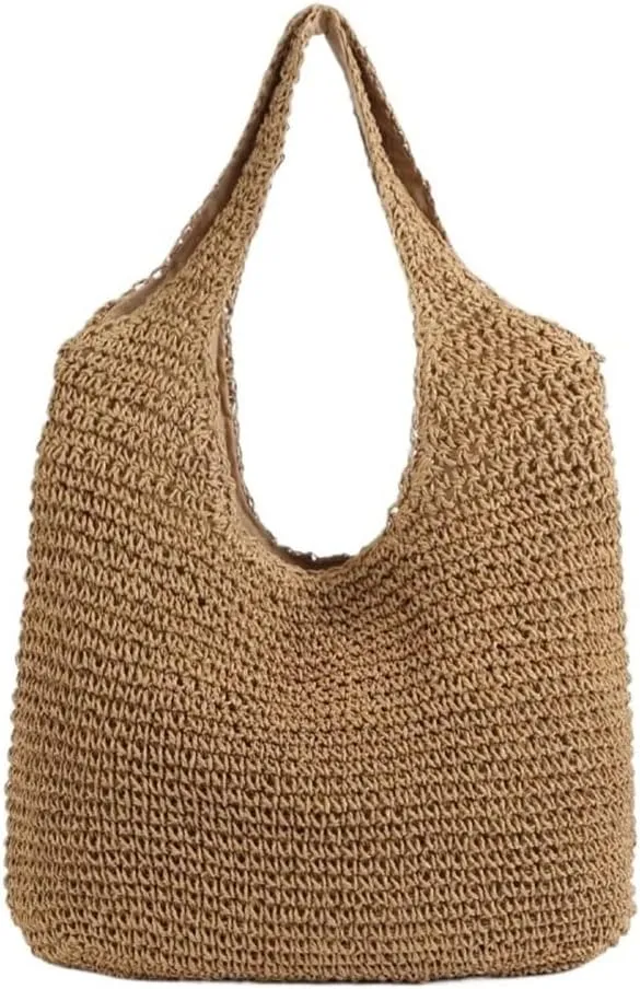 Straw Bag Fashion Rattan Women Shoulder Bags Woven Female Handbags Large Capacity Summer Beach Straw Bags Casual Tote Purses