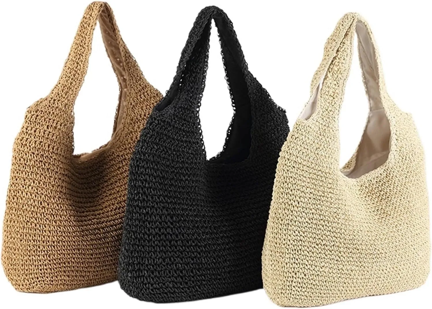 Straw Bag Fashion Rattan Women Shoulder Bags Woven Female Handbags Large Capacity Summer Beach Straw Bags Casual Tote Purses