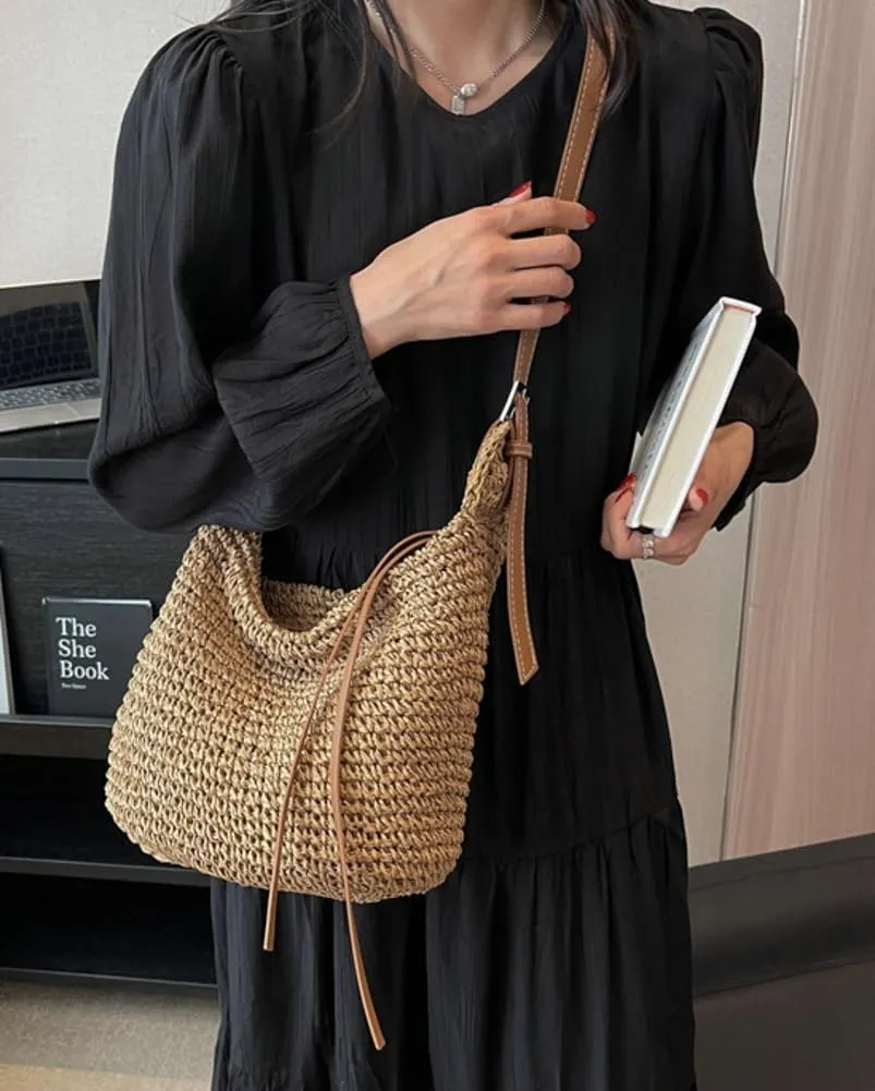 Straw Tote Bag Summer Straw Beach Bags For Women Handwoven Bag Large Capacity Handbag Rattan Purse Hobo Bag