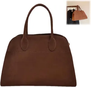 Suede Tote Bag for Women, Womens Purse Slouchy Hobo Handbag Brown Retro Top Handle Bag, Fashion Shoulder Satchel Work Bags
