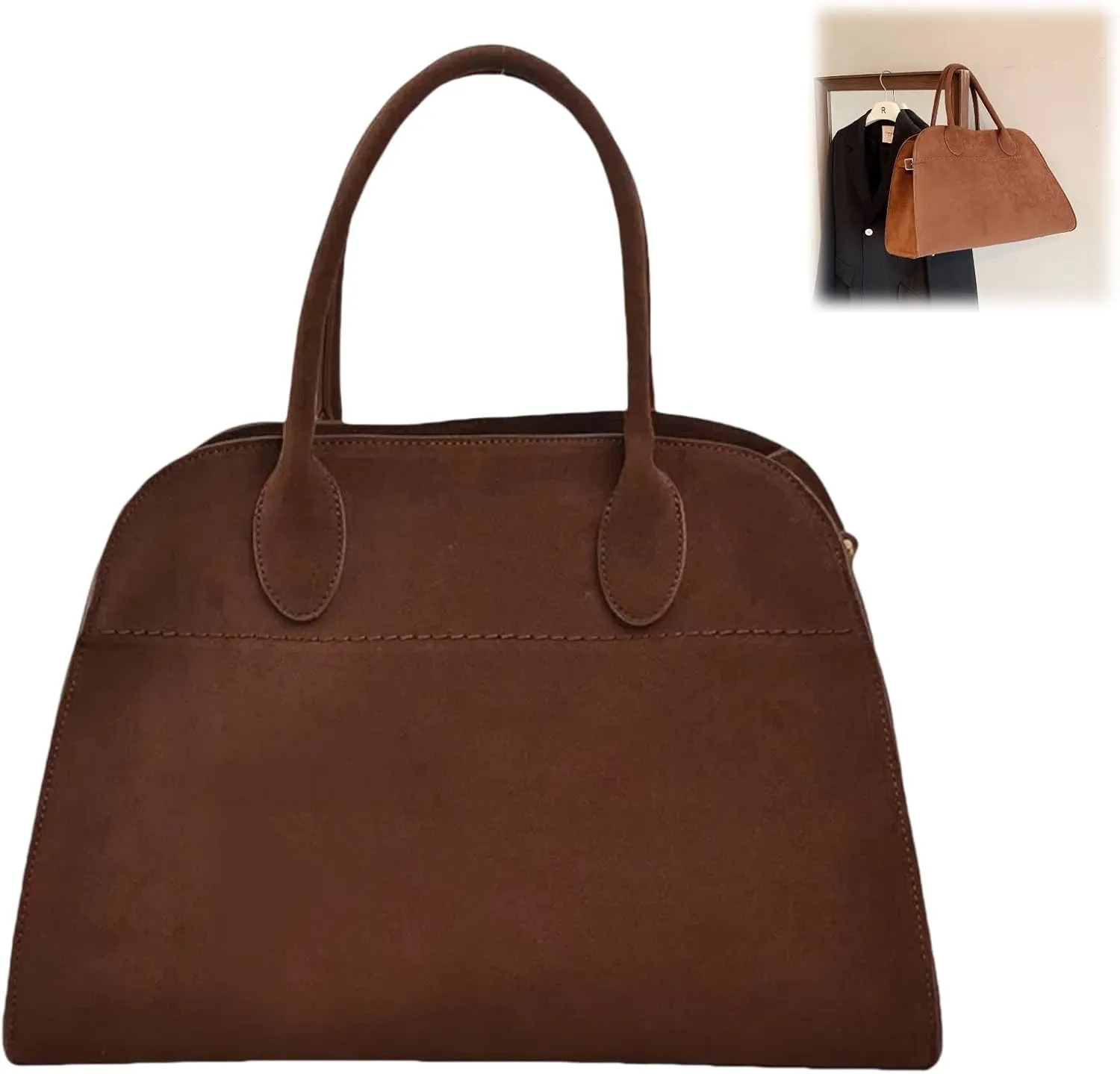 Suede Tote Bag for Women, Womens Purse Slouchy Hobo Handbag Brown Retro Top Handle Bag, Fashion Shoulder Satchel Work Bags