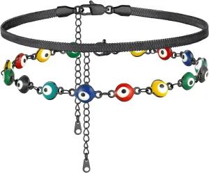 Supcare Evil Eye Anklets for Women,Cuban/Figaro/Mariner/Snake Chain Layered Ankle Bracelet Gifts (with Gift Packing)