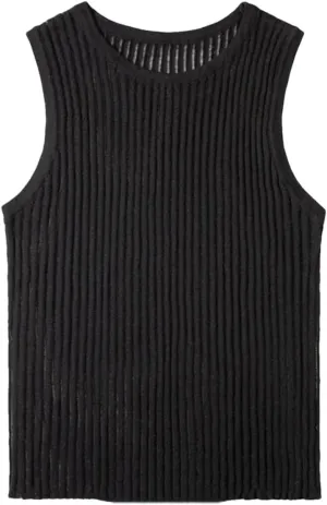 Tank Top for Women Wool Solid Tanks Striped Through Hollow Out Women Tops Sleeveless Elastic Tops