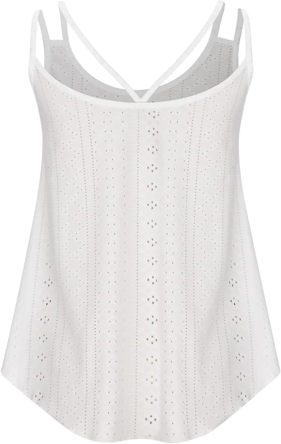 Tank Tops for Women Fashion Eyelet Embroidery Sleeveless Summer Tops Scoop Neck Spaghetti Strape Camisole Shirts