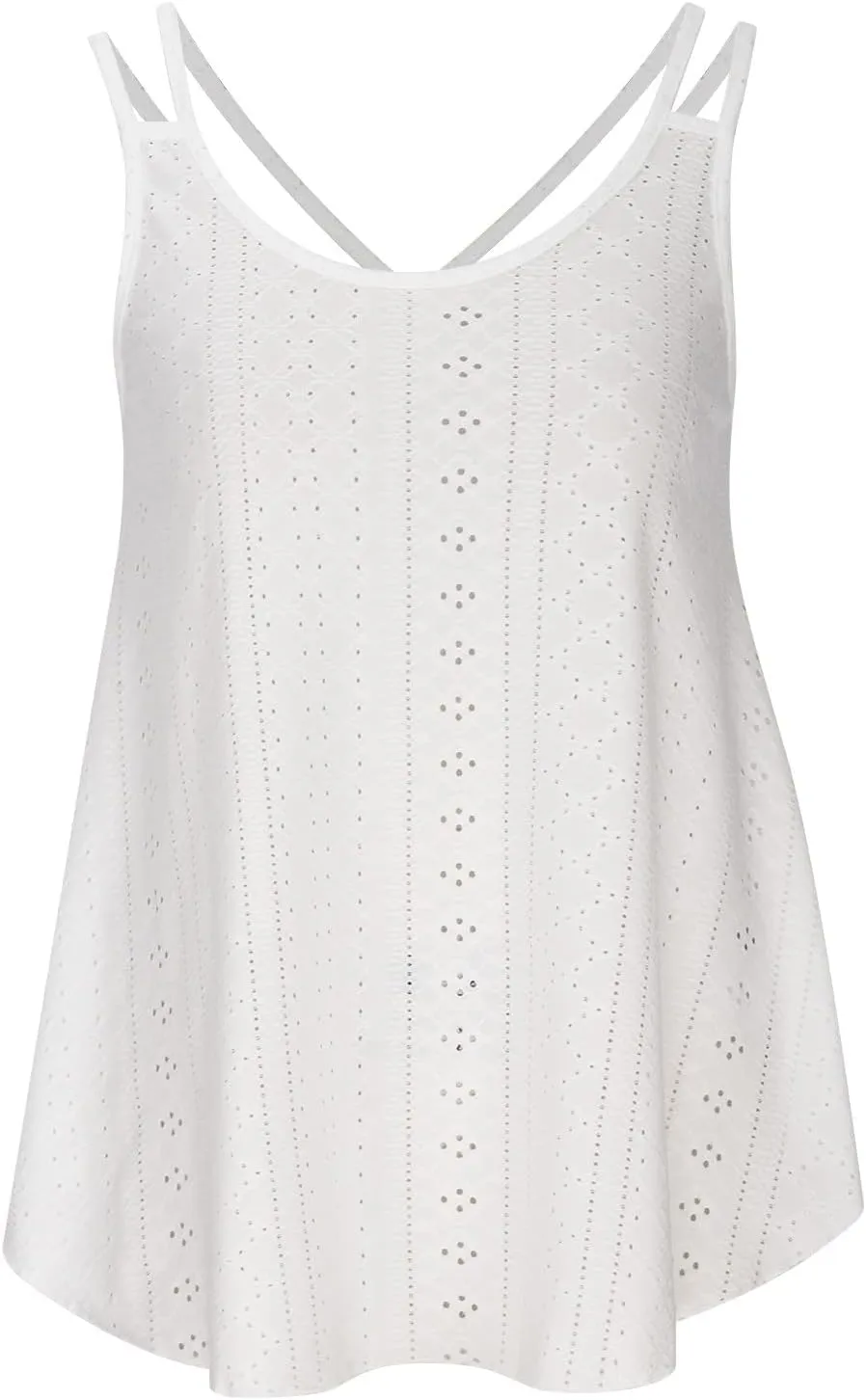 Tank Tops for Women Fashion Eyelet Embroidery Sleeveless Summer Tops Scoop Neck Spaghetti Strape Camisole Shirts