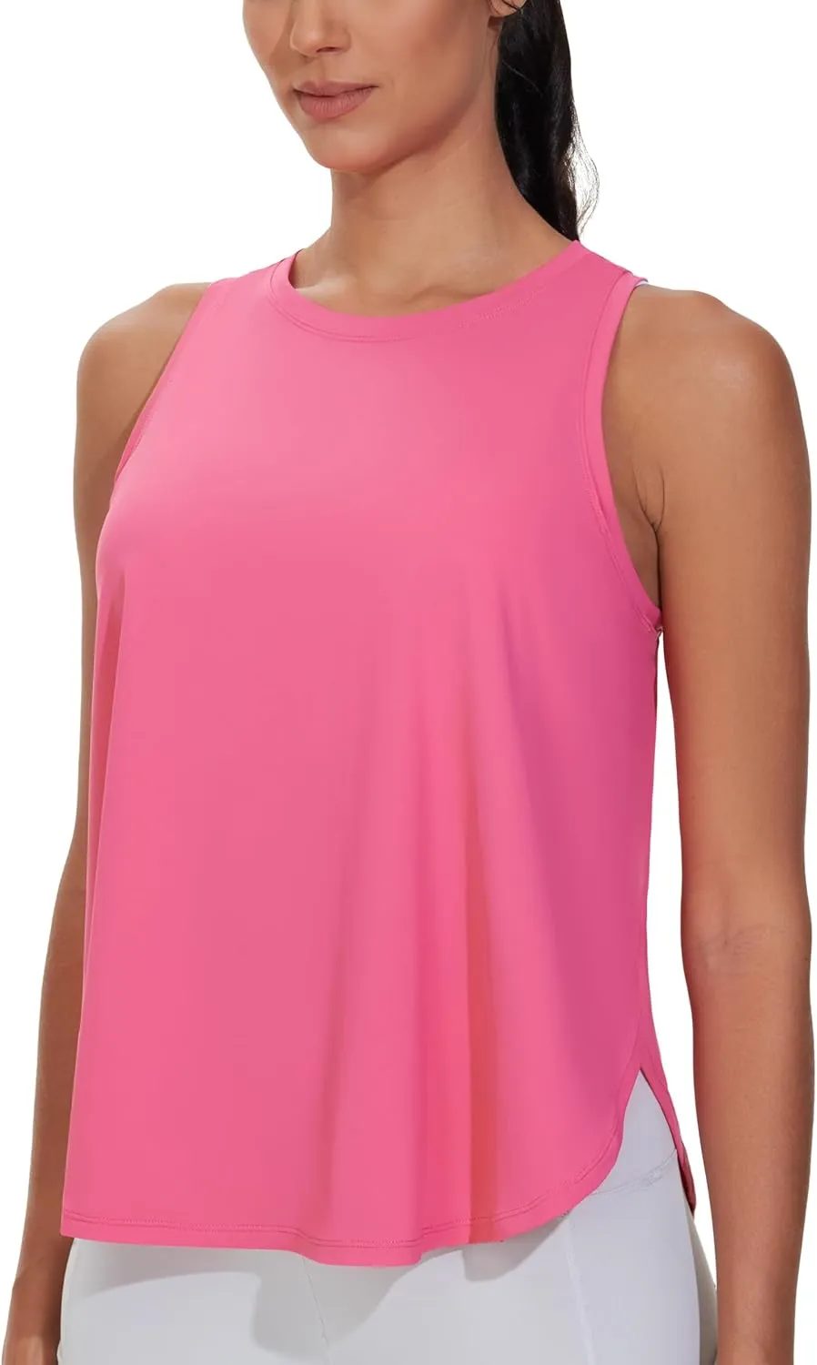 THE GYM PEOPLE Womens Racerback Workout Tank Tops Split Side Loose Fit Sleeveless Yoga Running Shirts with Curved Hem