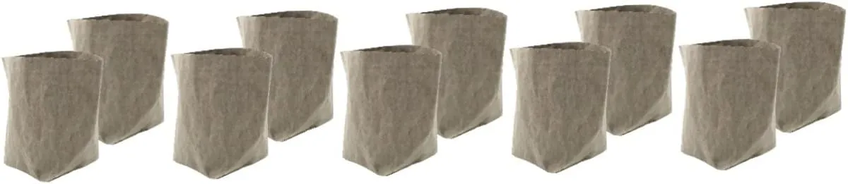 Toyvian 5pcs Washable Paper Grocery Bag Heavy Duty Storage Pouch for Planting and Vegetables Grey Paper Planter with Lining for Leak Use