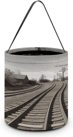Train Track Halloween Tote Candy Bag Candy Basket Candy Bucket Gift Bag for Halloween Party
