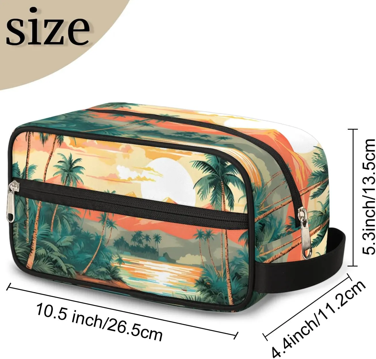 Travel Toiletry Bag for Women Men Beach Coconut Tree Hanging Cosmetic Bag Waterproof Makeup Bag for Shaving Makeup Toothbrush & Travel Essentials
