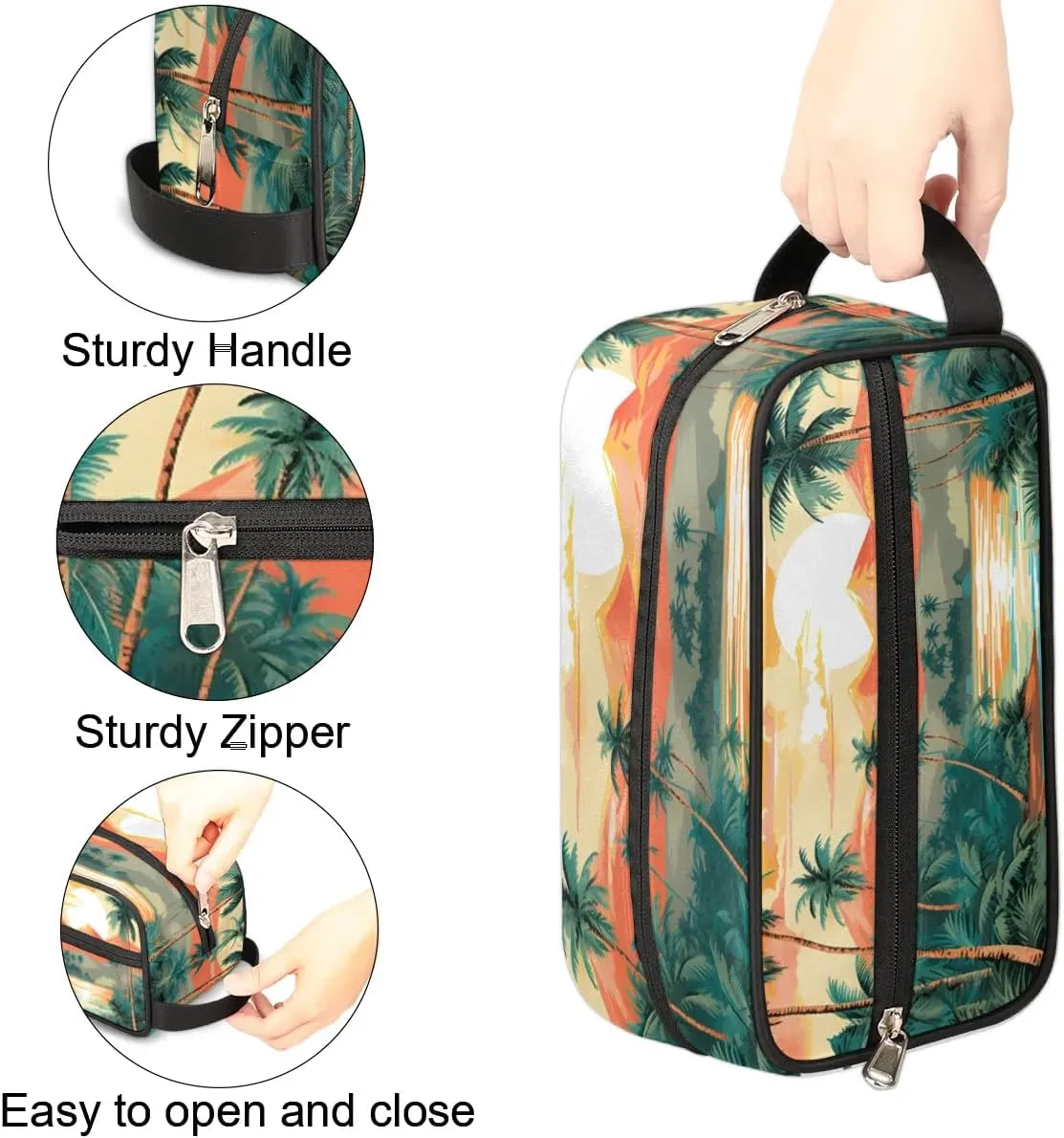 Travel Toiletry Bag for Women Men Beach Coconut Tree Hanging Cosmetic Bag Waterproof Makeup Bag for Shaving Makeup Toothbrush & Travel Essentials