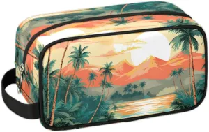 Travel Toiletry Bag for Women Men Beach Coconut Tree Hanging Cosmetic Bag Waterproof Makeup Bag for Shaving Makeup Toothbrush & Travel Essentials