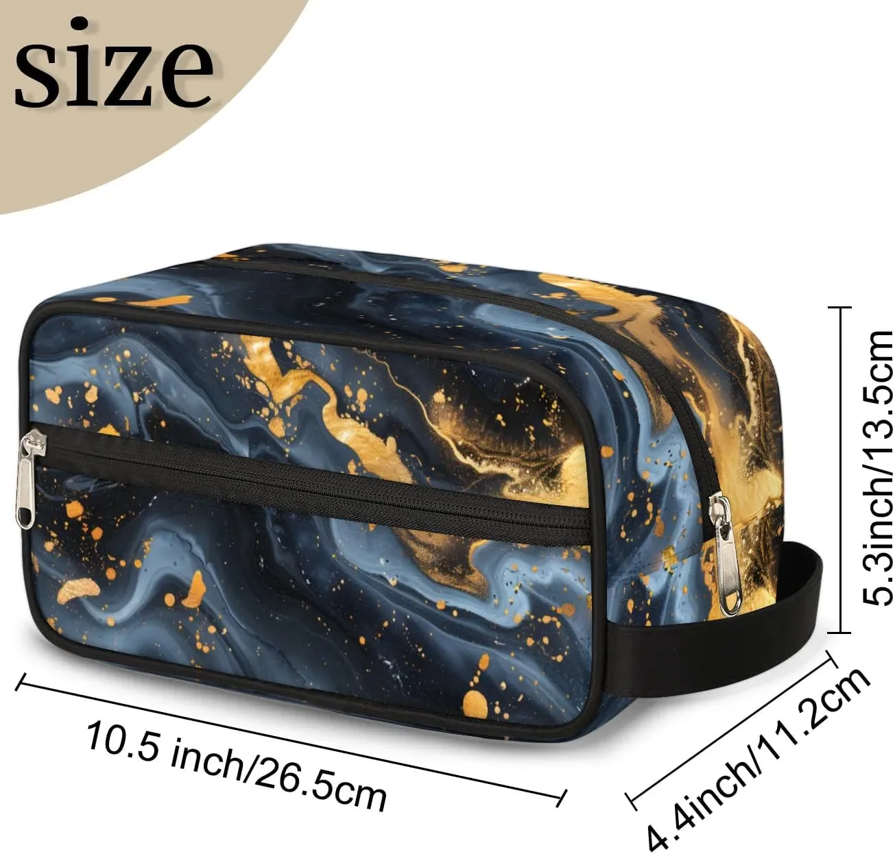 Travel Toiletry Bag for Women Men Black Marble Design Hanging Cosmetic Bag Waterproof Makeup Bag for Shaving Makeup Toothbrush & Travel Essentials