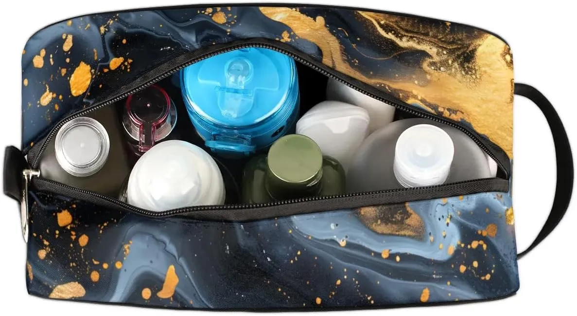 Travel Toiletry Bag for Women Men Black Marble Design Hanging Cosmetic Bag Waterproof Makeup Bag for Shaving Makeup Toothbrush & Travel Essentials