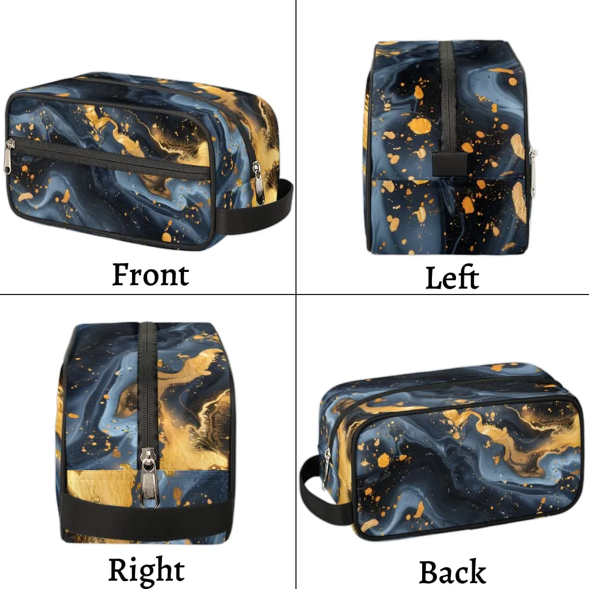 Travel Toiletry Bag for Women Men Black Marble Design Hanging Cosmetic Bag Waterproof Makeup Bag for Shaving Makeup Toothbrush & Travel Essentials