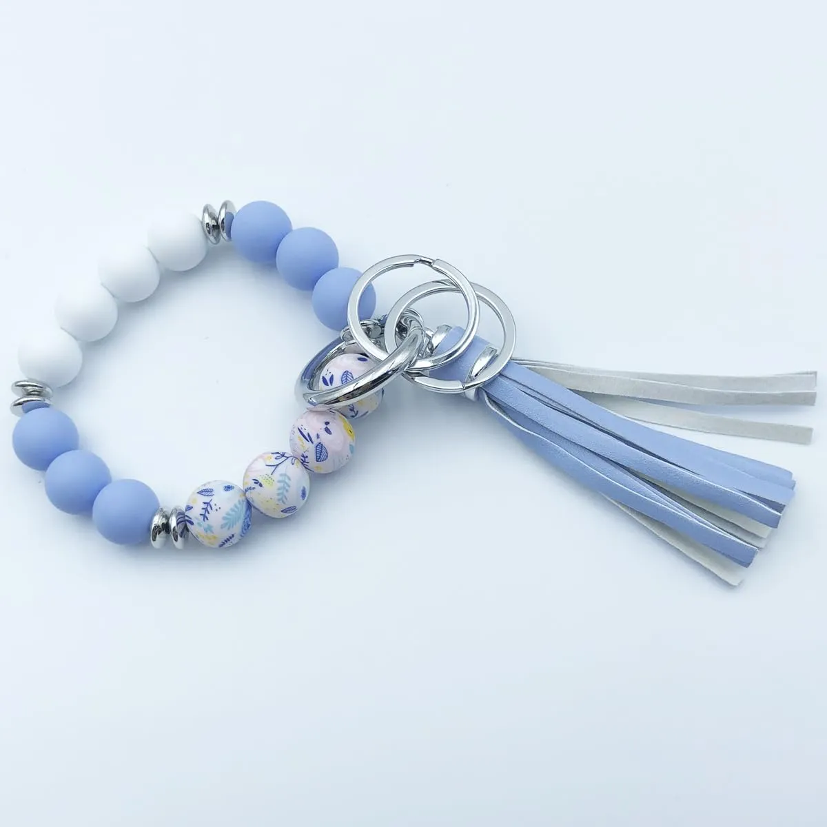 Unpafcxddyig Bracelet Keychain Silicone Beads Wristlet Key Rings Beaded Bangle Chains for Women